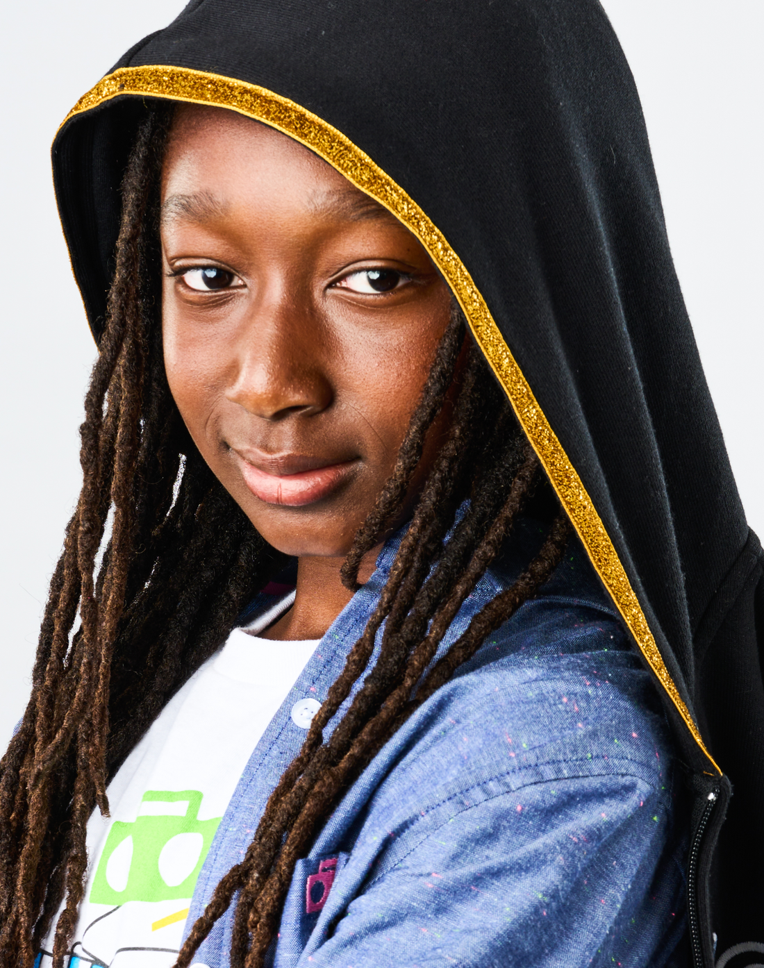 Embroidered Sparkle Zip Hoodie