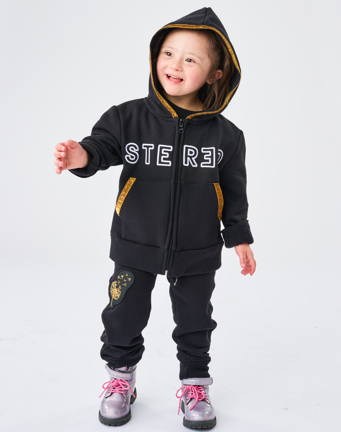 Embroidered Sparkle Zip Hoodie