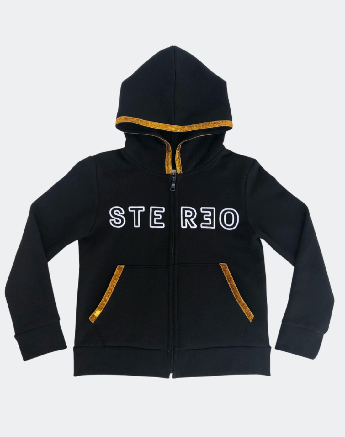 Embroidered Sparkle Zip Hoodie
